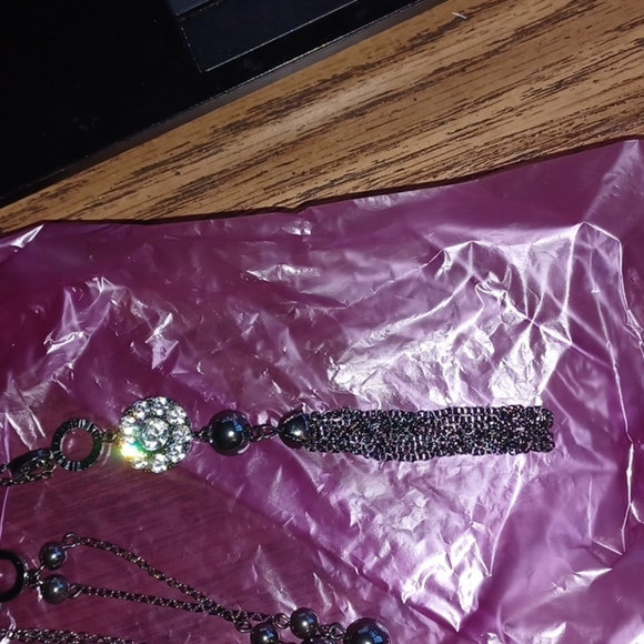 Lia Sophia 'Tussle Flapper' Gun Metal Necklace, 30" - Picture 2 of 5